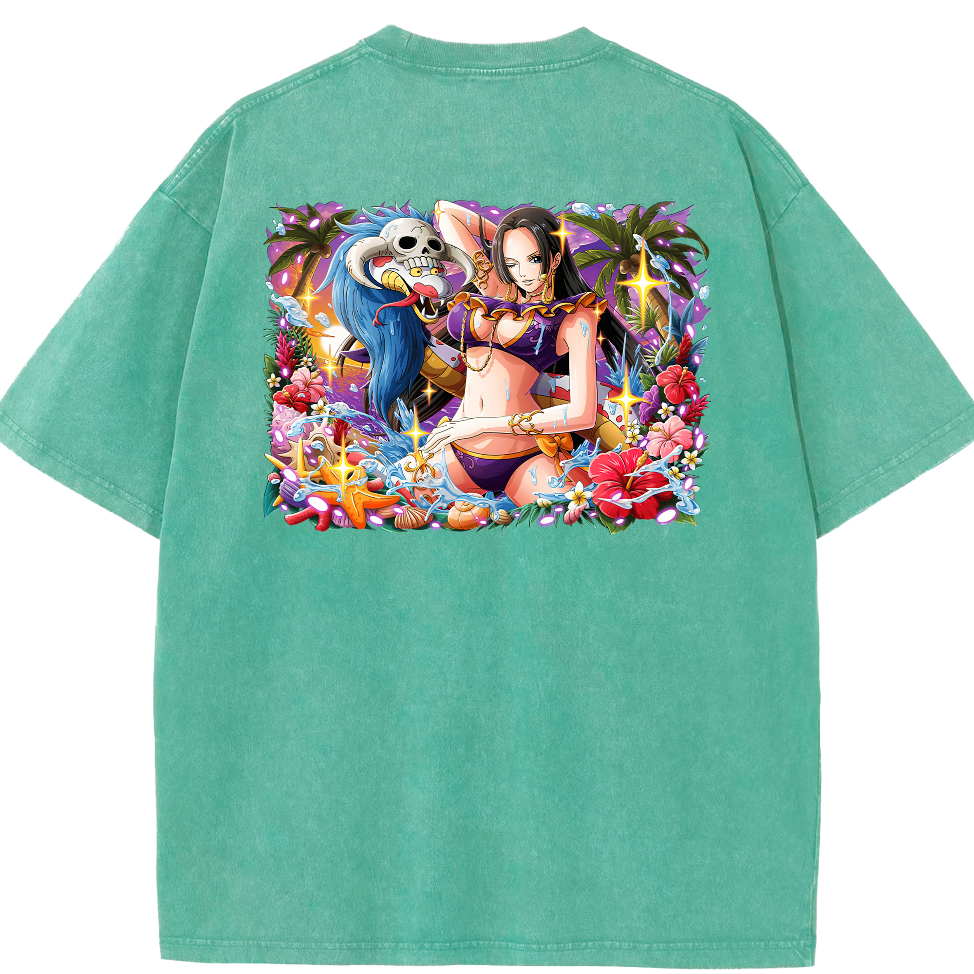 ワンピース ボア・ハンコック ONE PIECE Boa·Hancock 綿100% ヴィンテージ風 半袖Tシャツ（背面プリント）